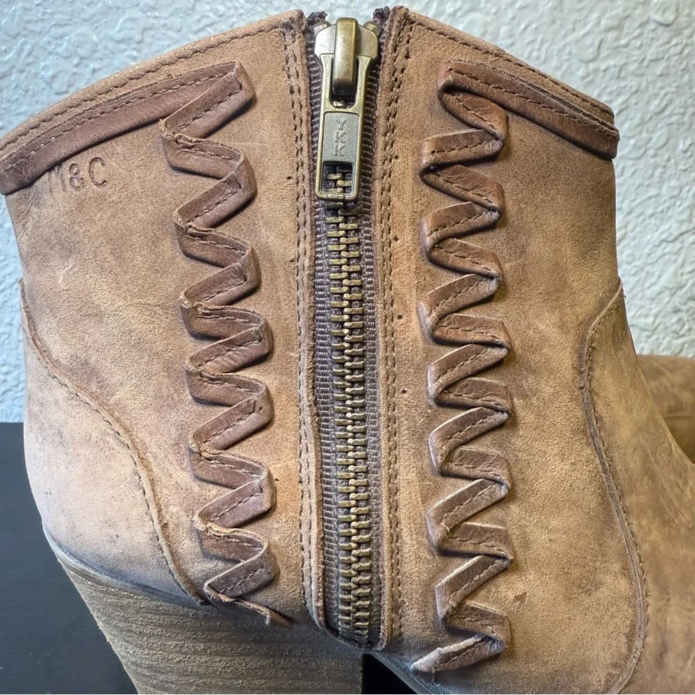 Musse & Cloud Athya Western Boots Brown Leather Ankle Booties Boho Womens Size 6